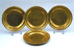 Set of four Vintage Turkish tea serving small bronze saucers