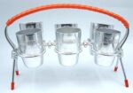 Vintage Souviet Era Shot Rack with 6 Aluminum Shot Glasses