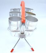 Vintage Souviet Era Shot Rack with 6 Aluminum Shot Glasses - Image 2
