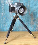 A handmade table lamp made from a vintage Soviet camera from 50’s