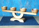 Vintage Stig Johnsson four-arm pine wood candelabra