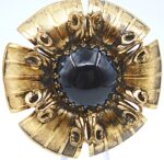 Large old vintage brooch with black stone