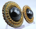Old vintage earrings with black stone - Image 2