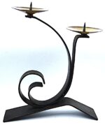 Mid Century Vintage Brutalist Style Candleholder for 2 candles