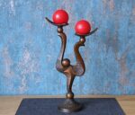 Vintage Soviet-era modern bronze candleholder for two candles