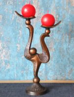 Vintage Soviet-era modern bronze candleholder for two candles - Image 2