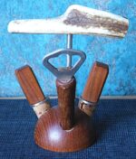 Vintage bar set made from wood and staghorn - Image 3