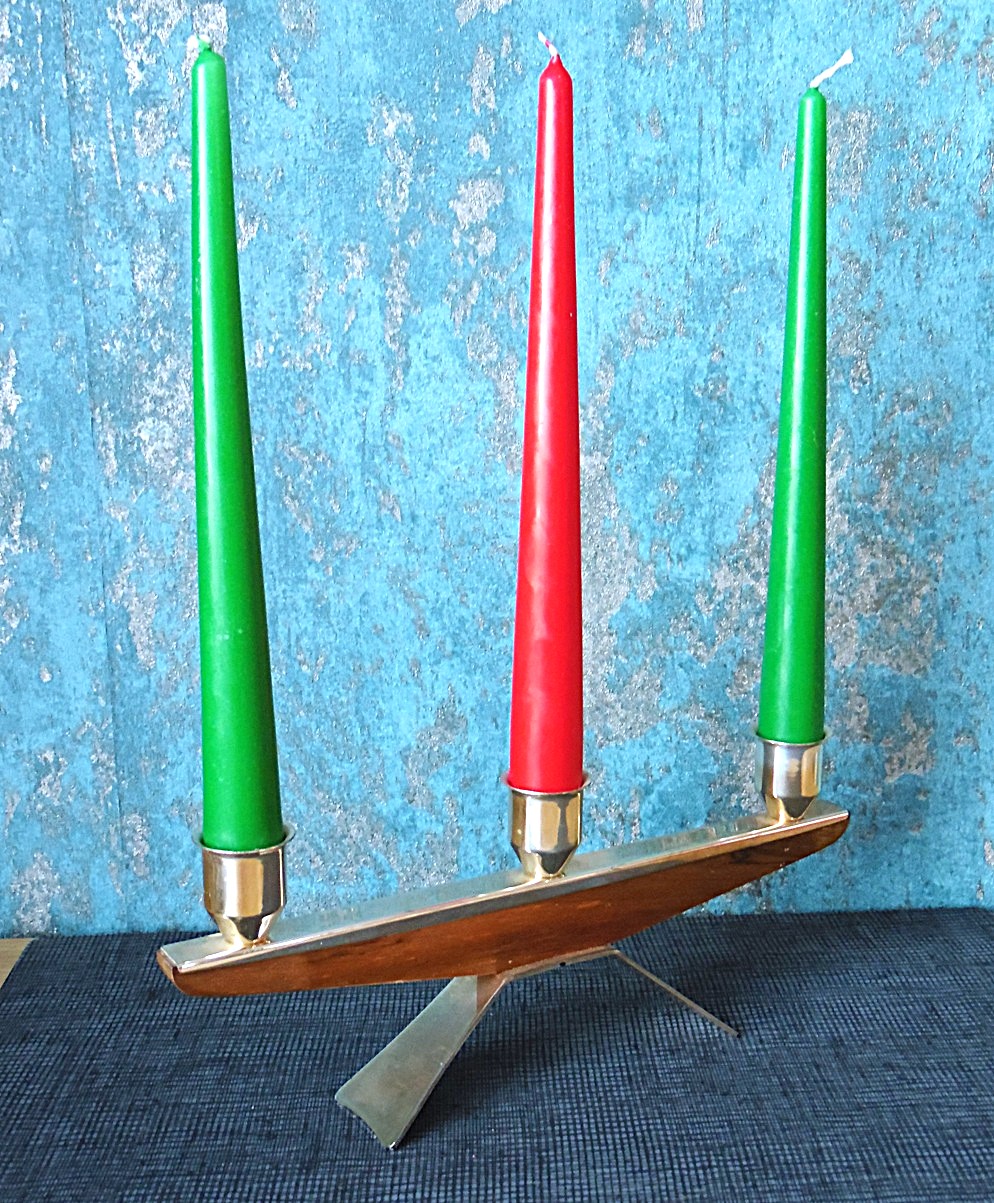 SAM_8916 Vintage mid-century candle holder for 3 candles - Image 1