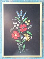 Old vintage embroidered picture