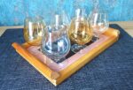 Vintage set of 6 cognac glasses with serving tray