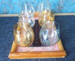 Vintage set of 6 cognac glasses with serving tray - Image 3