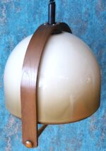 Vintage Mid-Century height-adjustable Teak & Acrylic pendant lamp Temde 327 - Image 4