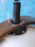 Vintage Mid-Century height-adjustable Teak & Acrylic pendant lamp Temde 327 - Image 5