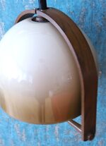 Vintage Mid-Century height-adjustable Teak & Acrylic pendant lamp Temde 327 - Image 6