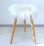 Mid-century vintage style round stool covered with flock wool - Image 2