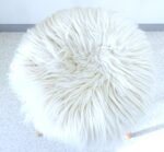 Mid-century vintage style round stool covered with flock wool - Image 3