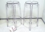 2 pieces Charles Ghost bar stools designed by Philippe Starck for Kartell