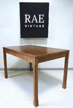 Vintage Scandinavian design small console table covered with walnut veneer