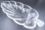 Vintage pressed glass leaf-shaped platter