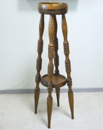 Vintage tall wooden plant stand display unit with two shelves - Image 2