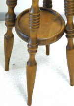 Vintage tall wooden plant stand display unit with two shelves - Image 4