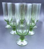 6 stylish vintage goblets made of greenish glass