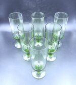 6 stylish vintage goblets made of greenish glass - Image 2