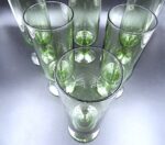 6 stylish vintage goblets made of greenish glass - Image 4