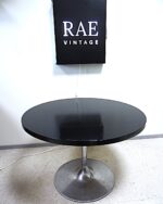 Vintage round coffee table in a minimalistic Scandinavian style